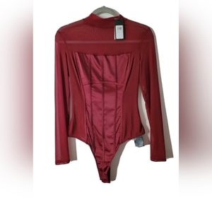GUESS Burgundy Bodysuit Medium